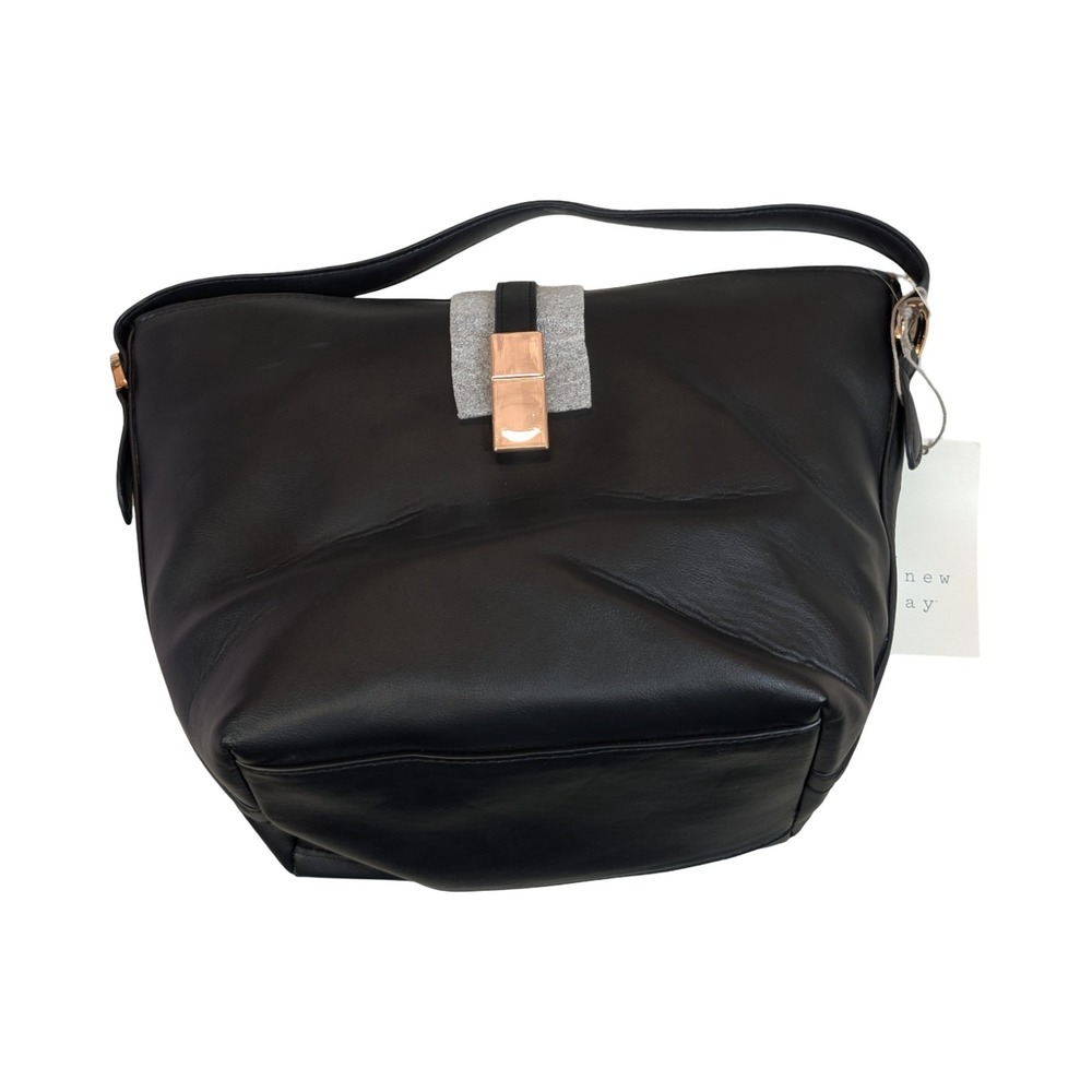 ⭐B5.  a new day - Black Purse With Detachable Crossbody Strap Gold‎ Buckle NWT